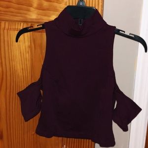 Cold-Shoulder Turtleneck Crop Top